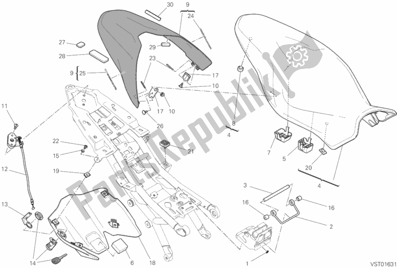 Tutte le parti per il Posto A Sedere del Ducati Monster 1200 S Brasil 2017